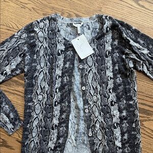 Joie Black and Gray Snake Print Cardigan